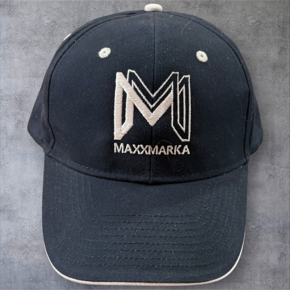 MaxxMarka Baseball Hat OSFM Black Automotive Shop Logo Cap Strapback Racing